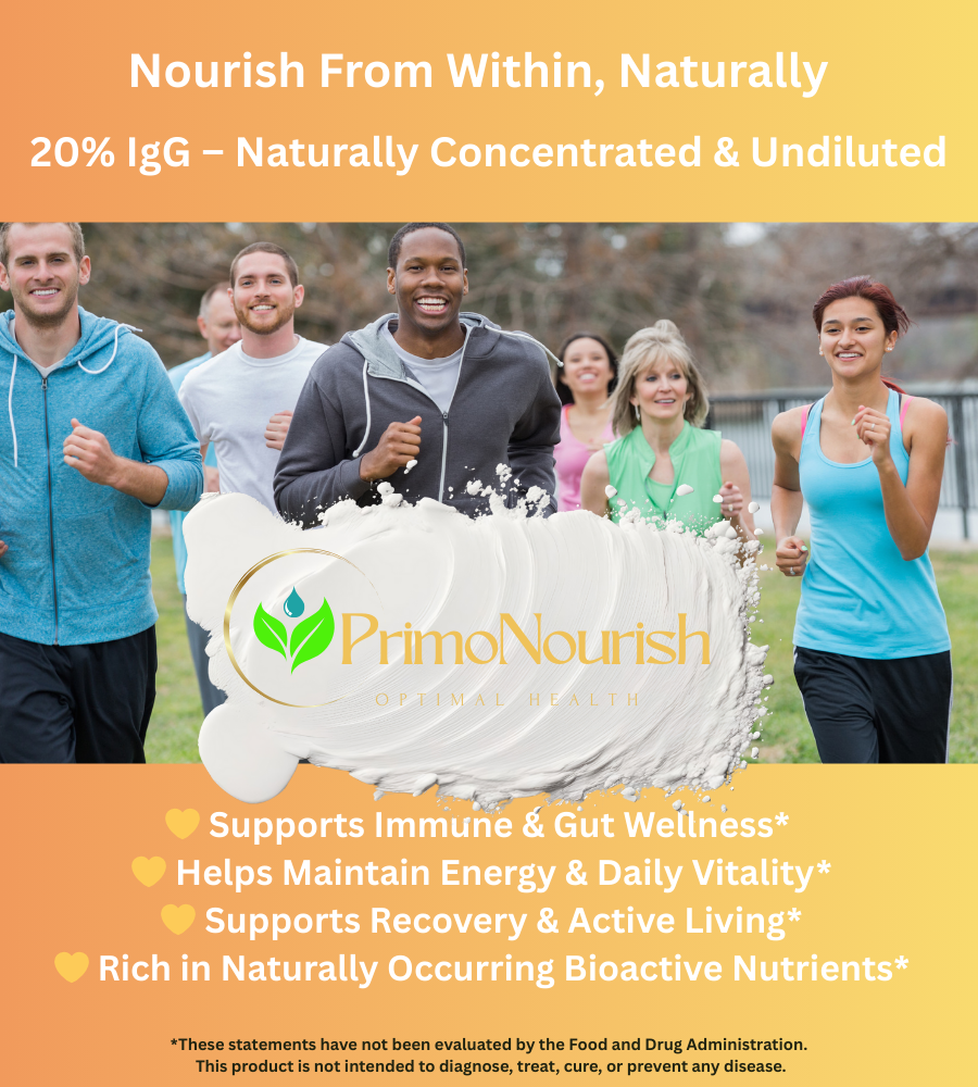 Grass-Fed Pure Bovine Colostrum Powder, 20% IgG Naturally Concentrated, Supports Immune & Gut Health, Energy & Recovery, Non-GMO & Gluten-Free, 240g, Made in USA