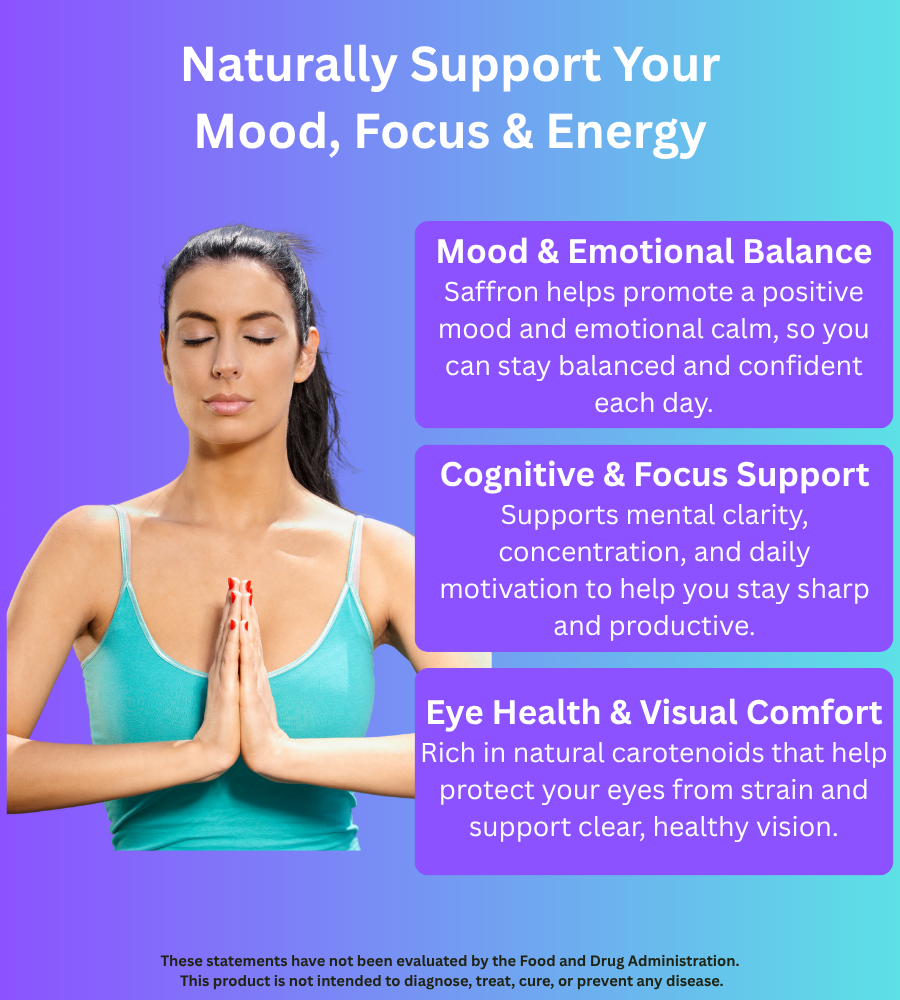 PrimoNourish Saffron Flower Supplement – 88.5mg Pure Saffron per Capsule – Supports Mood, Focus, Energy & Eye Health – Non-GMO, Gluten-Free, Vegetarian – 120 Capsules (4-Month Supply) – Made in USA