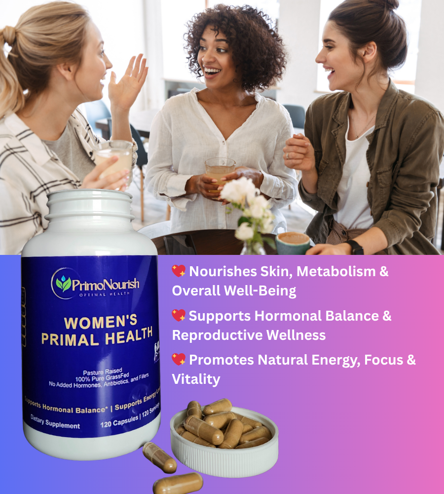 PrimoNourish Women’s Primal Health – Grass-Fed Beef Organ Complex (Liver, Kidney, Heart & Other Organs) – Supports Energy, Vitality & Hormone Balance – Non-GMO, Additive-Free – 120 Capsules, USA Made