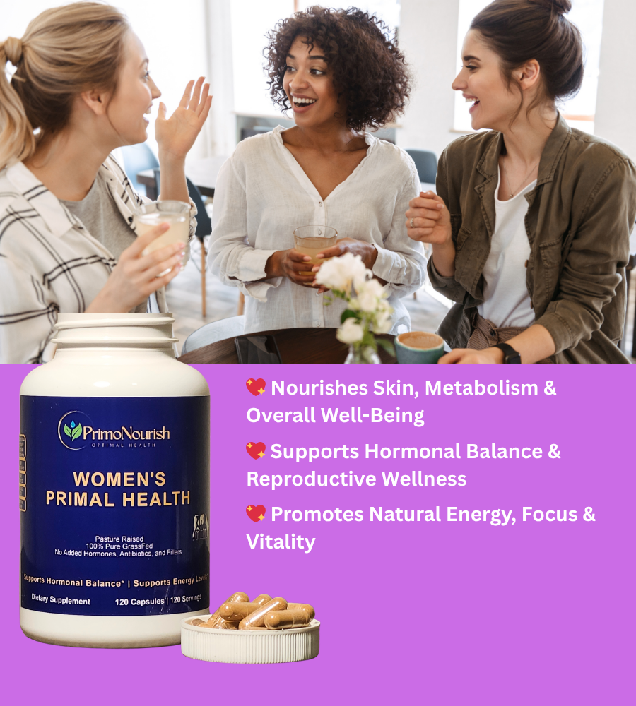 PrimoNourish Women’s Primal Health – Grass-Fed Beef Organ Complex (Liver, Kidney, Heart & Other Organs) – Supports Energy, Vitality & Hormone Balance – Non-GMO, Additive-Free – 120 Capsules, USA Made