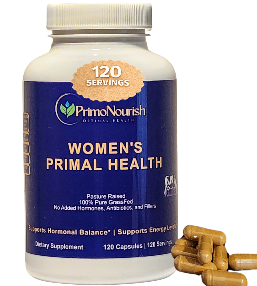 PrimoNourish Women’s Primal Health – Grass-Fed Beef Organ Complex (Liver, Kidney, Heart & Other Organs) – Supports Energy, Vitality & Hormone Balance – Non-GMO, Additive-Free – 120 Capsules, USA Made